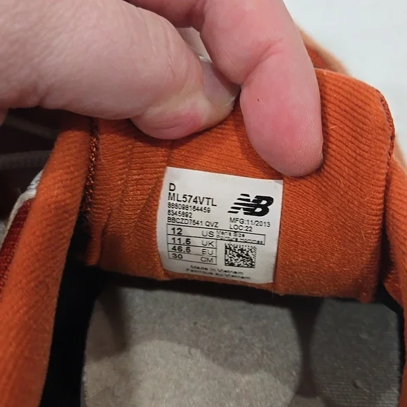 New Balance 574 Orange And Black sneakers 12 - Picture 6 of 9